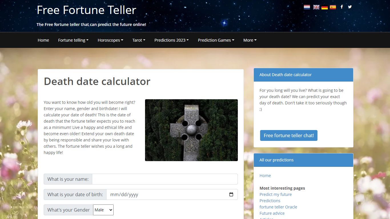 Death date calculator - Free Fortune Teller